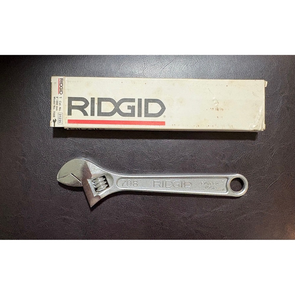 Ridgid 708 Adjustable Wrench 8 Inch 200mm Forged USA Vintage 31235 Boxed